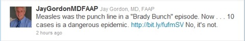 Jay Tweet - Comparing MN Outbreak to Brady Bunch