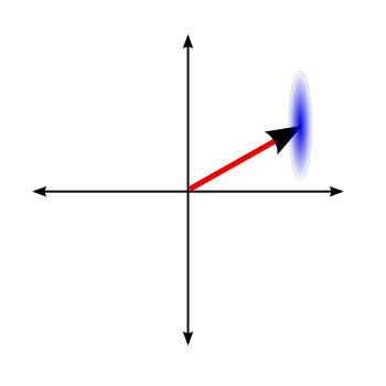 A squeezed state, in phase space.