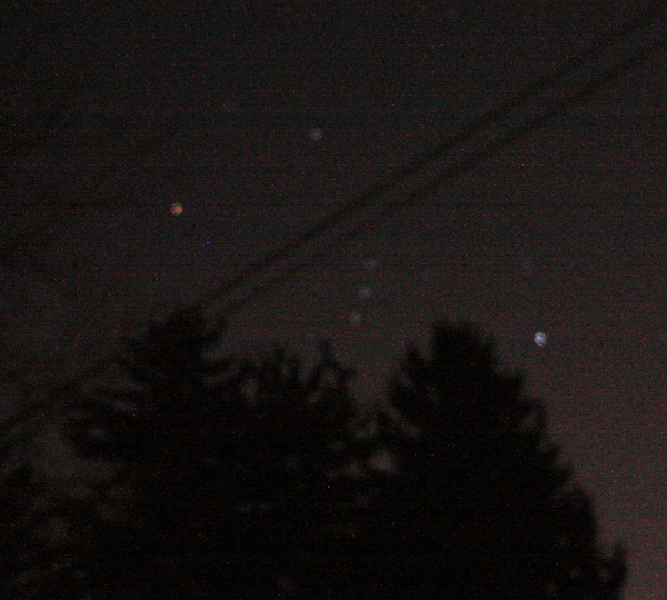 Two shots of Orion in early evening, two days apart, at the same time.