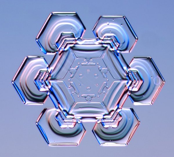 A single snowflake, photo from Caltech's gallery of these.