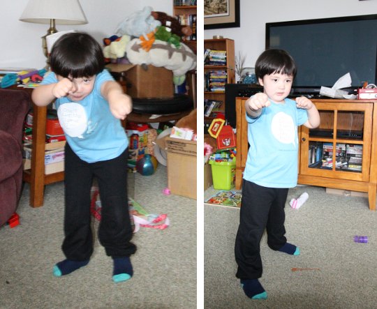The Pip, striking the poses necessary for using his blasting power to blast bad guys.