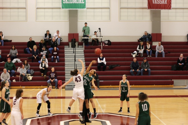 Opening tip of the women's basketball game.