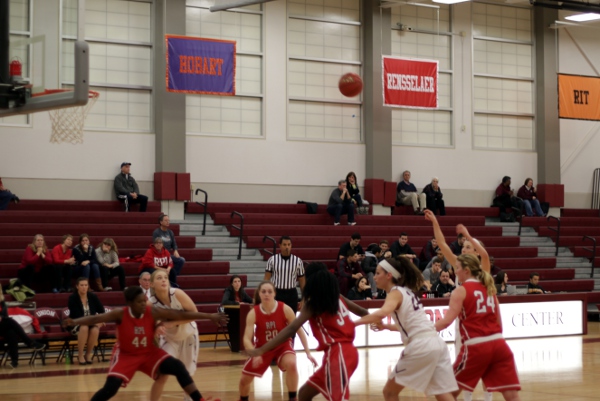 A free throw during the first half of the Union women's victory over RPI.