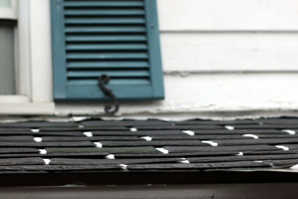 Tiny lines of snow between the "slates" on our roof.