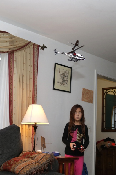 SteelyKid flying her helicopter.