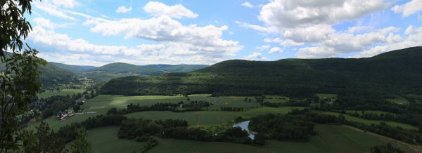 Panorama of farmland from the top of Vroman's Nose.