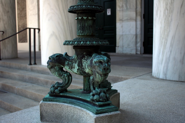 Cool lions on the base of a lamp post by Memorial Chapel.