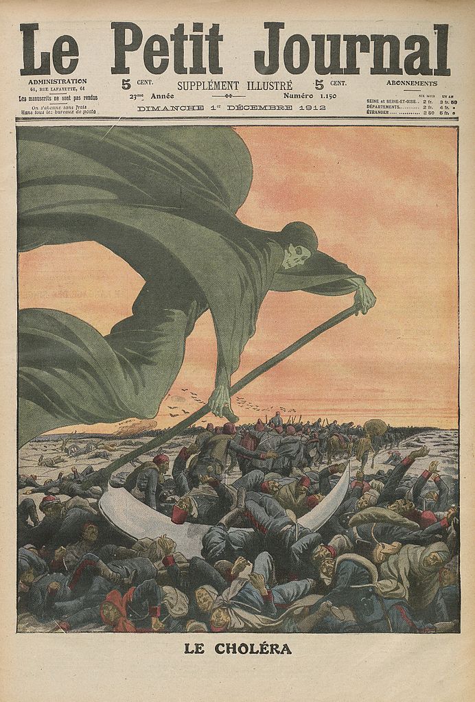 The scourge of cholera. December 1912. Le Petit Journal, Bibliothèque nationale de France. [This image is in the public domain.]