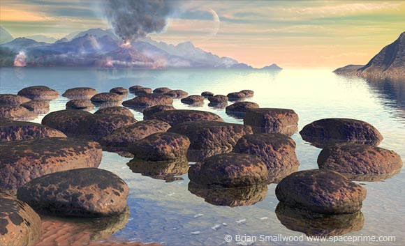 Illustration of life on early Earth