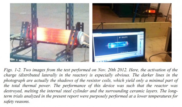 Image credit: from the Nov. 12, 2012 testing of the E-Cat, via G. Levi et al.