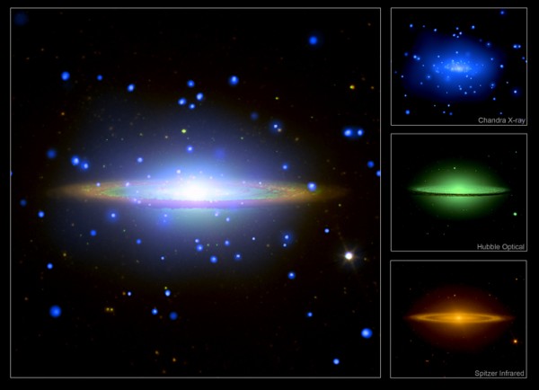 Images credit: X-ray: NASA/UMass/Q.D.Wang et al.; Optical: NASA/STScI/AURA/Hubble Heritage; Infrared: NASA/JPL-Caltech/Univ. AZ/R.Kennicutt/SINGS Team.