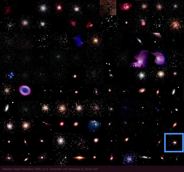 Image credit: Greg Scheckler, who captured 105/110 Messier Objects in a 2008 Messier Marathon.
