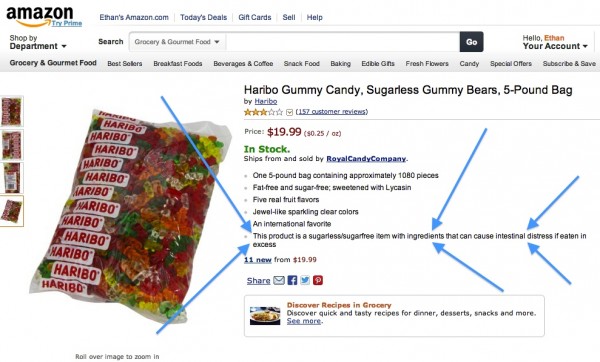 Image credit: Screenshot from Amazon. Blue arrows added by me for emphasis.