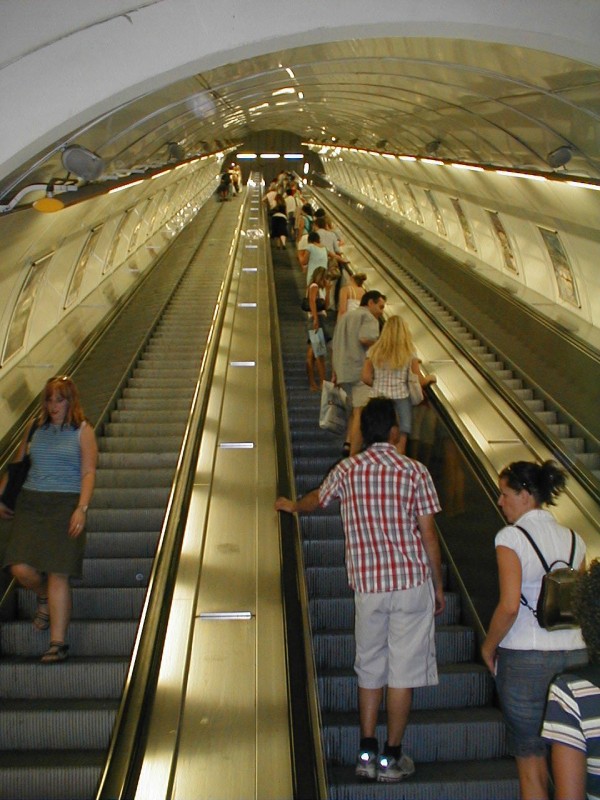 Image credit: Metro escalator from Prague, via http://www.landerholm.us/.