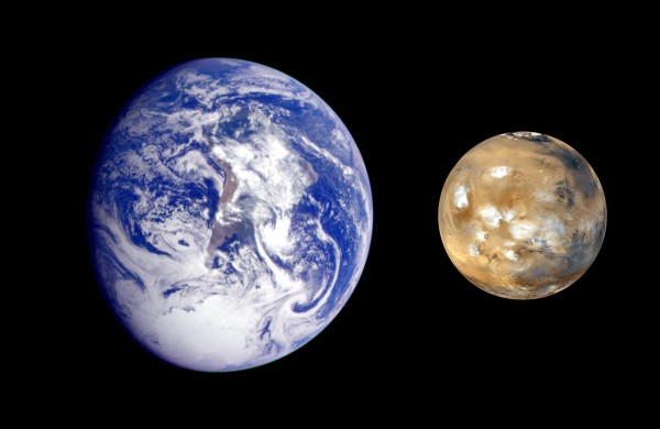Image credit: NASA/JPL; Galileo orbiter / Mars Global Surveyor Orbiter.