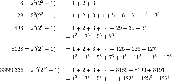 Image credit: screenshot from the Wikipedia page on Perfect Numbers, via http://en.wikipedia.org/wiki/Perfect_number.