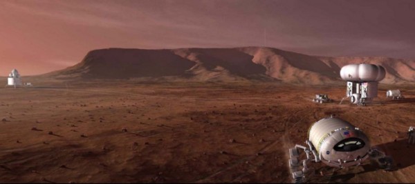 Image credit: NASA, via http://en.wikipedia.org/wiki/Exploration_of_Mars#mediaviewer/File:Mars-manned-mission-NASA-V5.jpg.