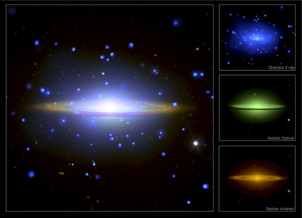 Image composite credit: X-ray: NASA/UMass/Q.D.Wang et al.; Optical: NASA/STScI/AURA/Hubble Heritage; Infrared: NASA/JPL-Caltech/Univ. AZ/R.Kennicutt/SINGS Team.