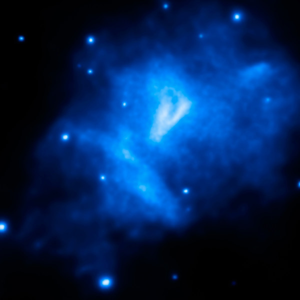Image credit: NASA/CXC/SAO/G.Ogrean et al., of galaxy cluster MACS J0717.5+3745 in the X-ray, courtesy of Chandra.