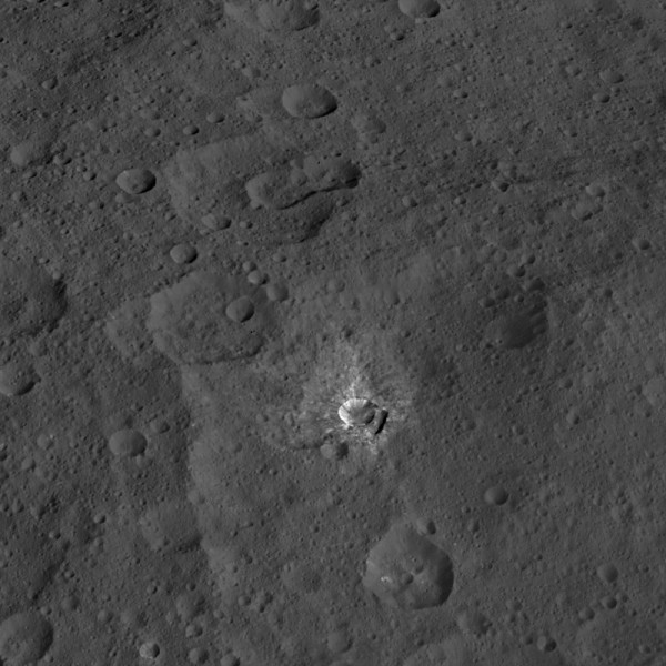 Image credit: NASA/JPL-Caltech/UCLA/MPS/DLR/IDA, of Oxo crater.