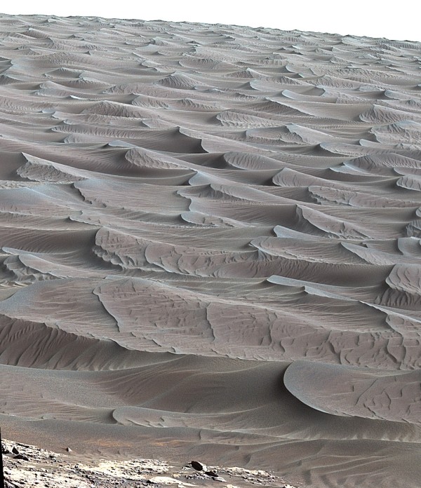 A close-up of the dunes from the Curiosity rover. Image credit: NASA / JPL-Caltech / MSL Curiosity Rover.