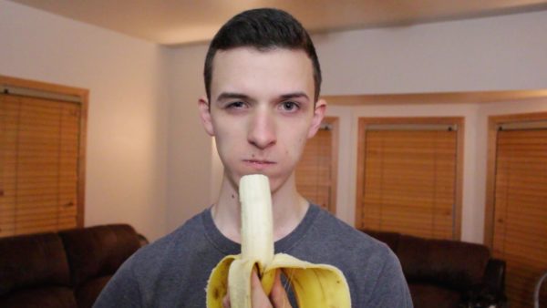 Tony Mintz eating a banana, from his YouTube channel at https://www.youtube.com/watch?v=1AOPlkM77qA.