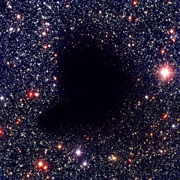 The dark nebula Barnard 68, now known to be a molecular cloud called a Bok globule. Image credit: ESO, via http://www.eso.org/public/images/eso0102a/.