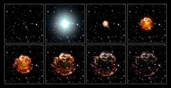 An animation sequence of the 17th century supernova in the constellation of Cassiopeia. Image credit: NASA, ESA, and the Hubble Heritage STScI/AURA)-ESA/Hubble Collaboration. Acknowledgement: Robert A. Fesen (Dartmouth College, USA) and James Long (ESA/Hubble).