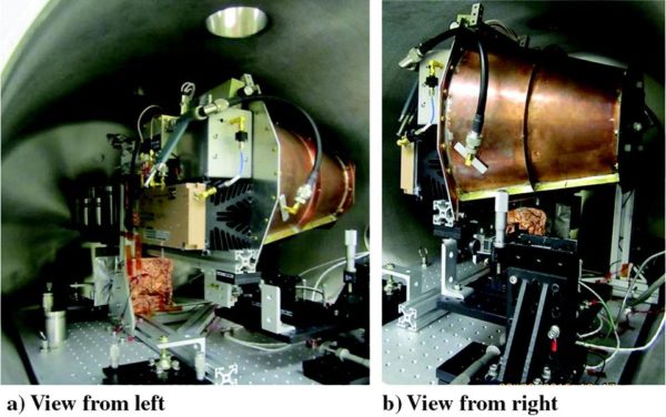 The experimental setup of the EMdrive. Image credit: H. White et al., “Measurement of Impulsive Thrust from a Closed Radio-Frequency Cavity in Vacuum”, AIAA 2016.