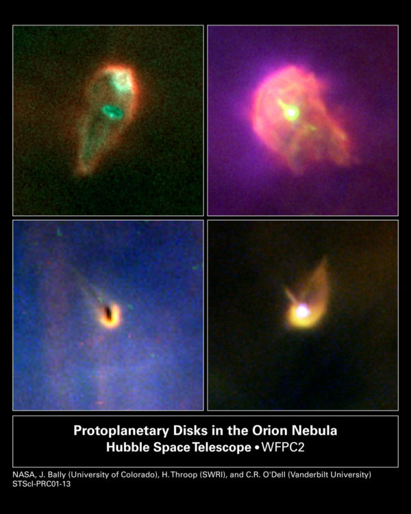 When nuclear fusion ignites, ultraviolet radiation works to blast any remaining protoplanetary material away. Image credit: NASA/ESA, J. Bally (University of Colorado, Boulder, CO), H. Throop (Southwest Research Institute, Boulder, CO), C.R. O’Dell (Vanderbilt University, Nashville, TN).