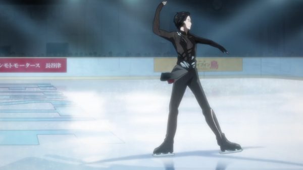 Yuri Katsuki gliding on ice, from the Anime "Yuri!!! on ice". It's wonderful. Seriously. Go watch it. Funimation streams it in English.