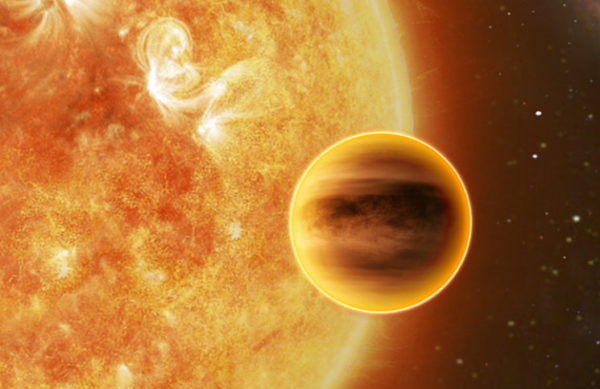 An artist's illustration of a hot Jupiter world. If you're hot enough to boil off the atmosphere, you can wind up with a rocky Super-Earth, but the temperatures will be so high that you'll roast your planet. Image credit: ATG medialab, ESA.