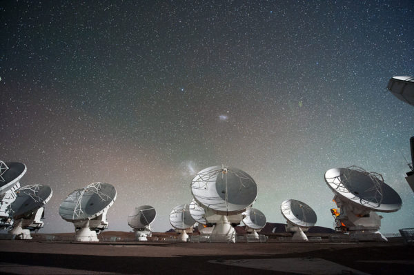 The Atacama Large Millimeter submillimeter Array (ALMA) are some of the most powerful radio telescopes on Earth. They are only one small part of the array forming the Event Horizon Telescope. Image credit: ESO/C. Malin.
