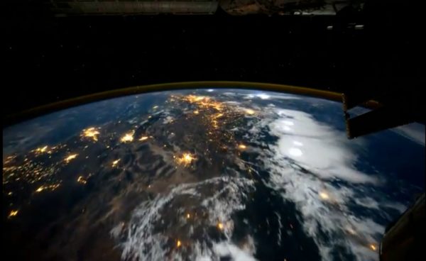 Humans can routinely view the Earth from outer space, orbiting our world once every 90 minutes. The imprint of the human impact on our world, particularly at night, is easily visible. Image credit: NASA / International Space Station.