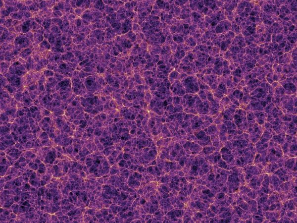 The simulated large-scale structure of the Universe shows intricate patterns of clustering that never repeat. But from our perspective, we can only see a finite volume of the Universe. What lies beyond this edge? Image credit: V. Springel et al., MPA Garching, and the Millenium Simulation.
