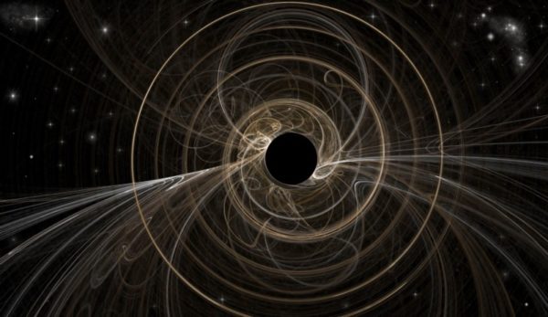 The simulated decay of a black hole not only results in the emission of radiation, but the decay of the central orbiting mass that keeps most objects stable. Image credit: the EU’s Communicate Science.