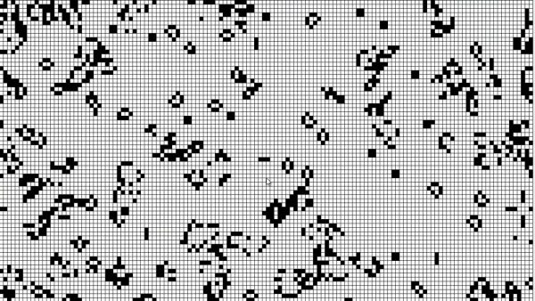 Conway's Game of Life is a popular and very simple algorithm for encoding the evolution of a system, leading to complex but stable/quasi-stable patterns. Image credit: MrJavaFrank / YouTube.