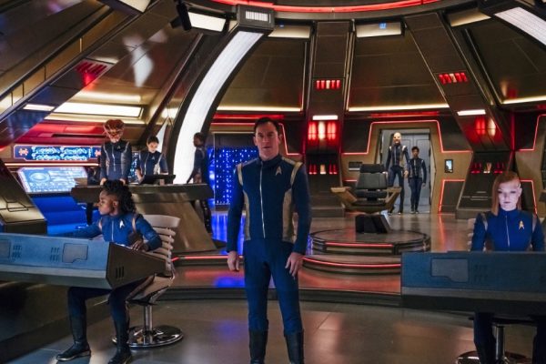 Captain Gabriel Lorca aboard the bridge of the Discovery, during a simulated combat mission with the Klingons. Image credit: Jan Thijs/CBS © 2017 CBS Interactive.